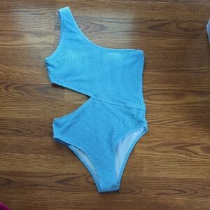 One Shoulder Blue Swimsuit